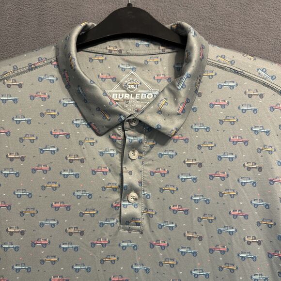 Burlebo Performance Polo Shirt Vintage Cruiser AOP Mens 2XL Stretch Golf UPF - Picture 7 of 14